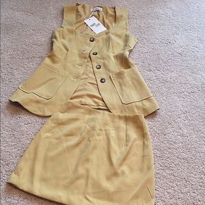 NWT Chic Yellow Skirt Suit Set